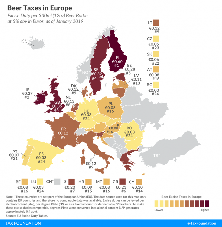 Europe Beer Tax Map | European Beer Taxes | Tax Foundation